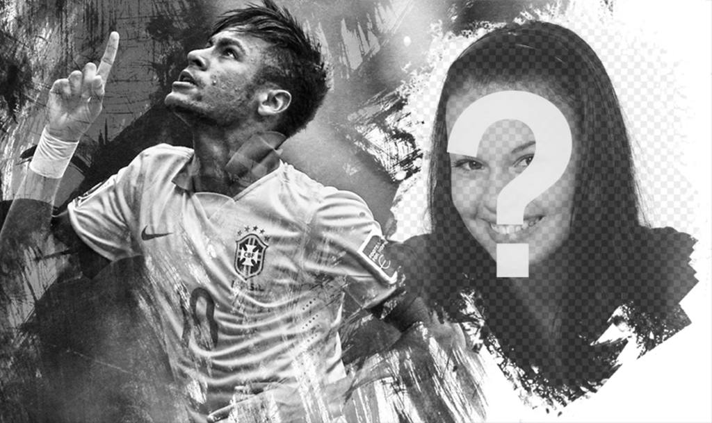 Collage with a picture of Neymar in black and white ..