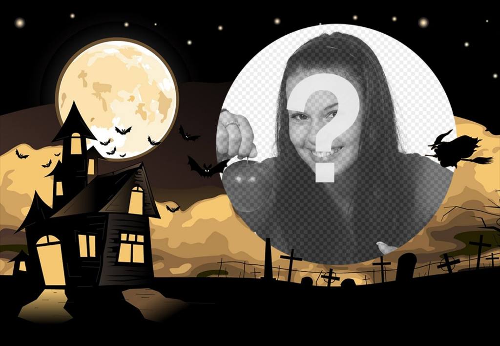 Halloween collage with a house and a cemetery ..