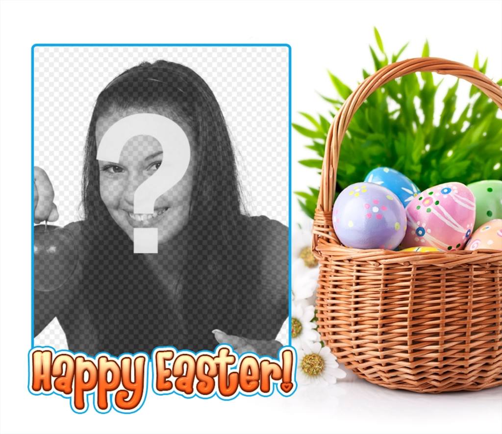 Photo frame with an image of Easter eggs with text ..