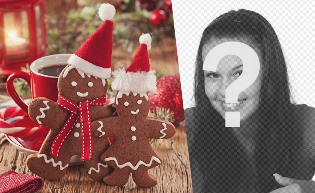 Christmas collage to put your photo along with two gingerbread men ..