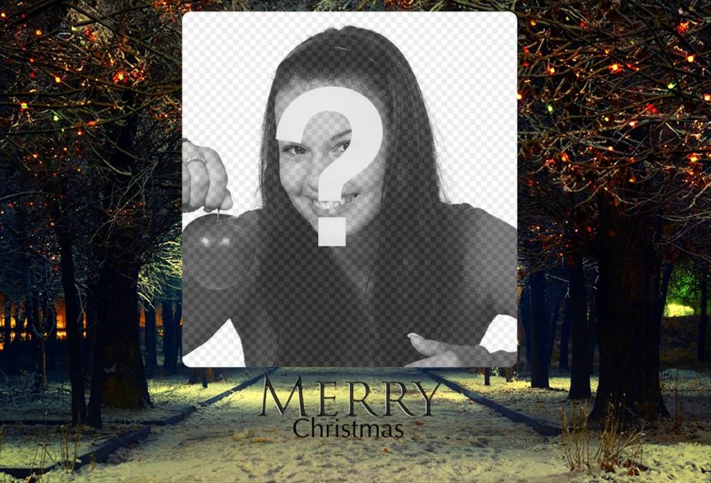 Add your photo to this Christmas landscape with the phrase Merry Christmas ..