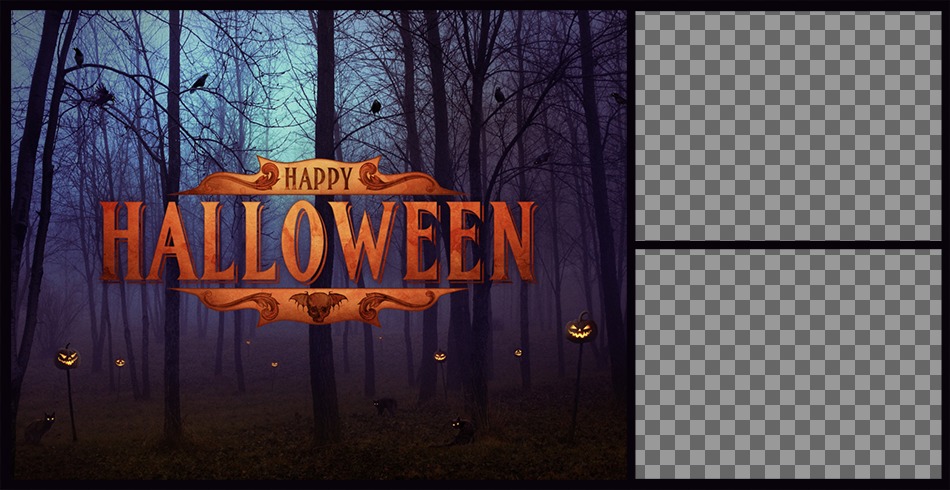 Photomontage for two photos with the text Happy Halloween ..
