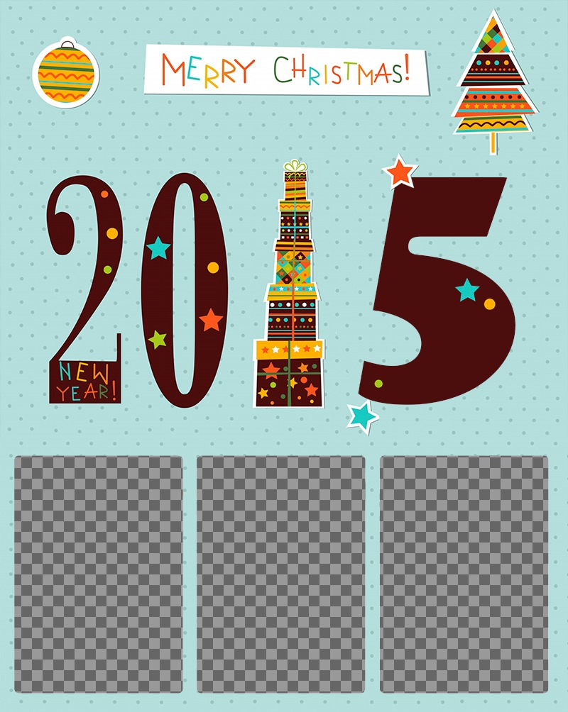 Christmas and New Year ecard for three photos ..