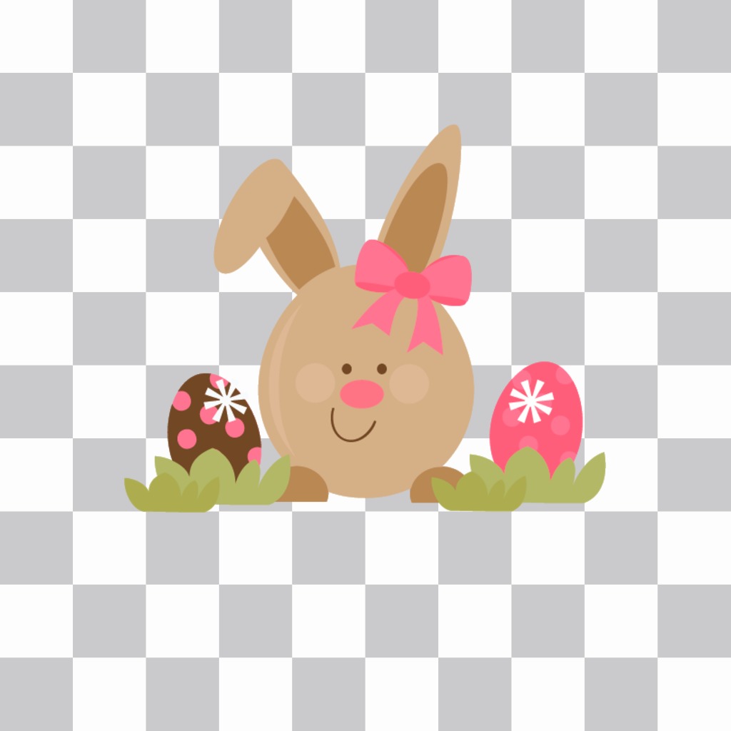 Sticker with a bunny with two Easter eggs ..