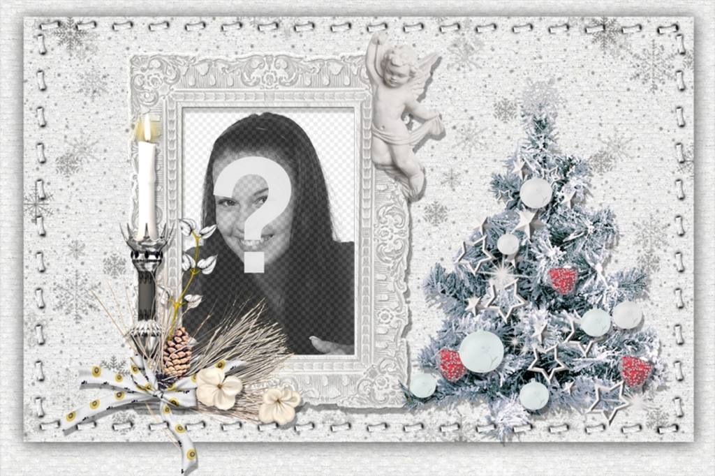 Christmas card to personalize with your photo, a tree and a candle. ..