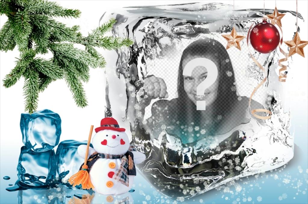 Christmas template to put your photo on an ice cube. ..