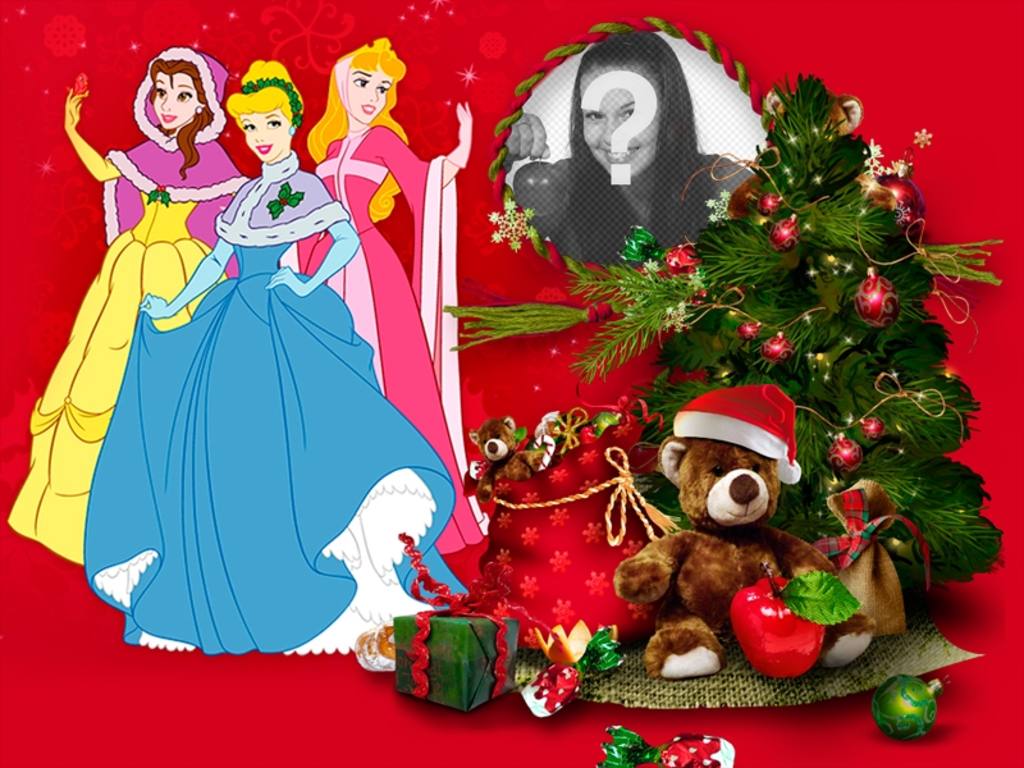 Photomontage Children Christmas with Cinderella. ..