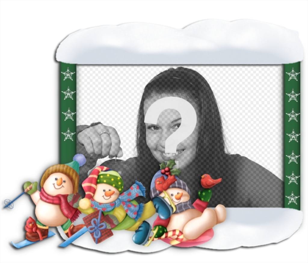 Christmas photo frame with ornaments of kids..