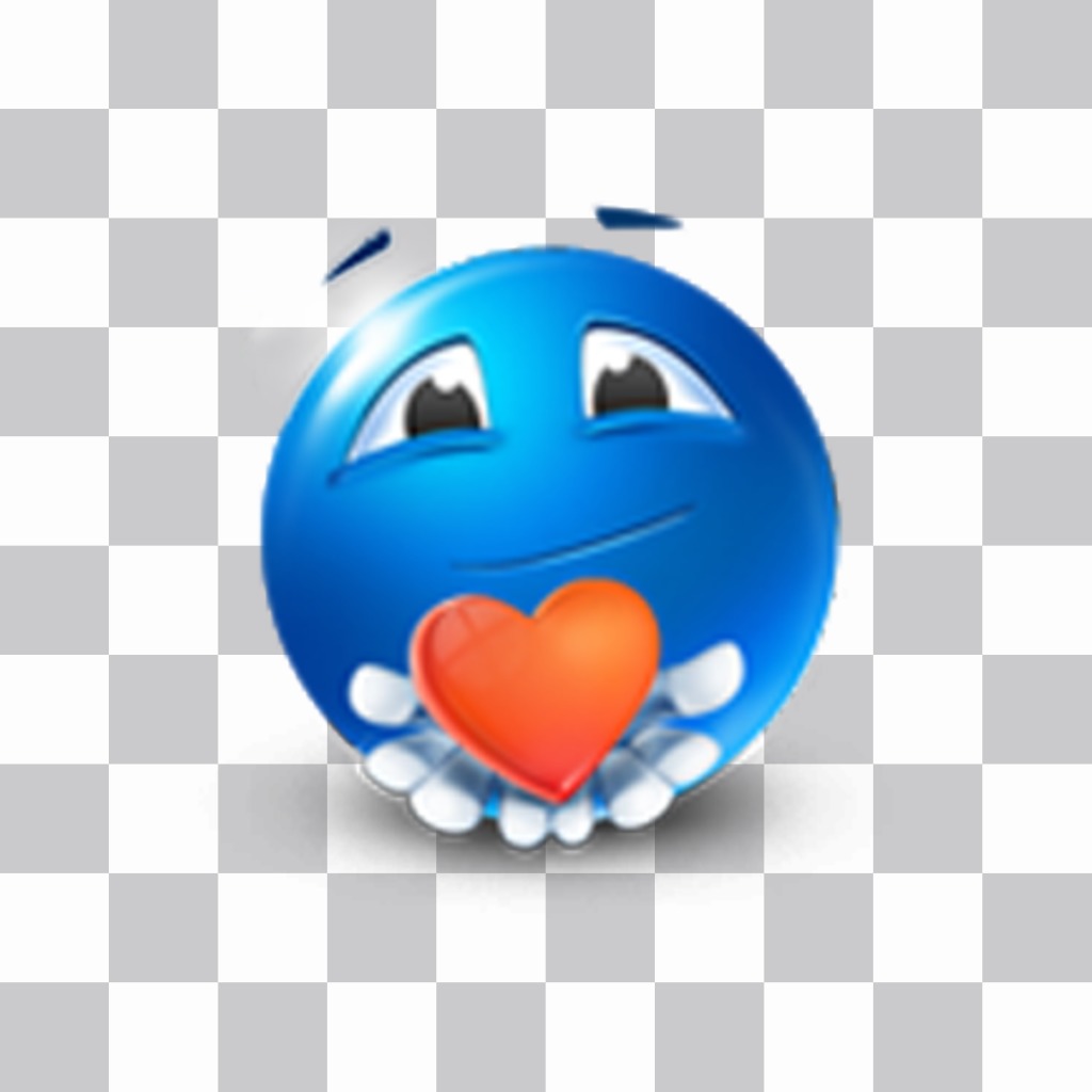 Blue emoticon with red heart ..