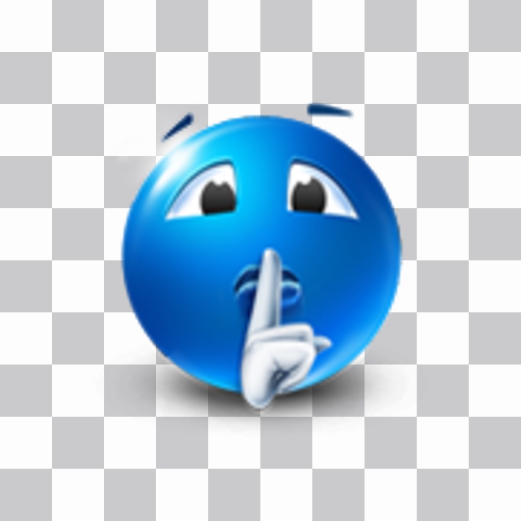 Sticker of a blue smiley sending silence you can put your photos..