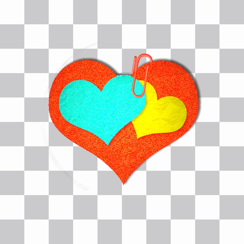 Two hearts together with a clip that you put in your images with this online sticker editor. ..