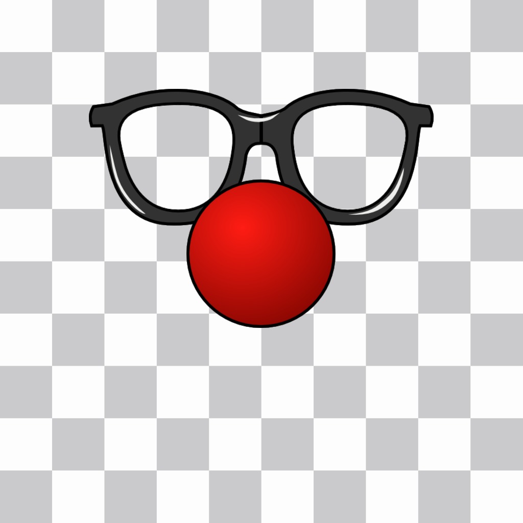 Online photomontages of clown, glasses and red nose. ..