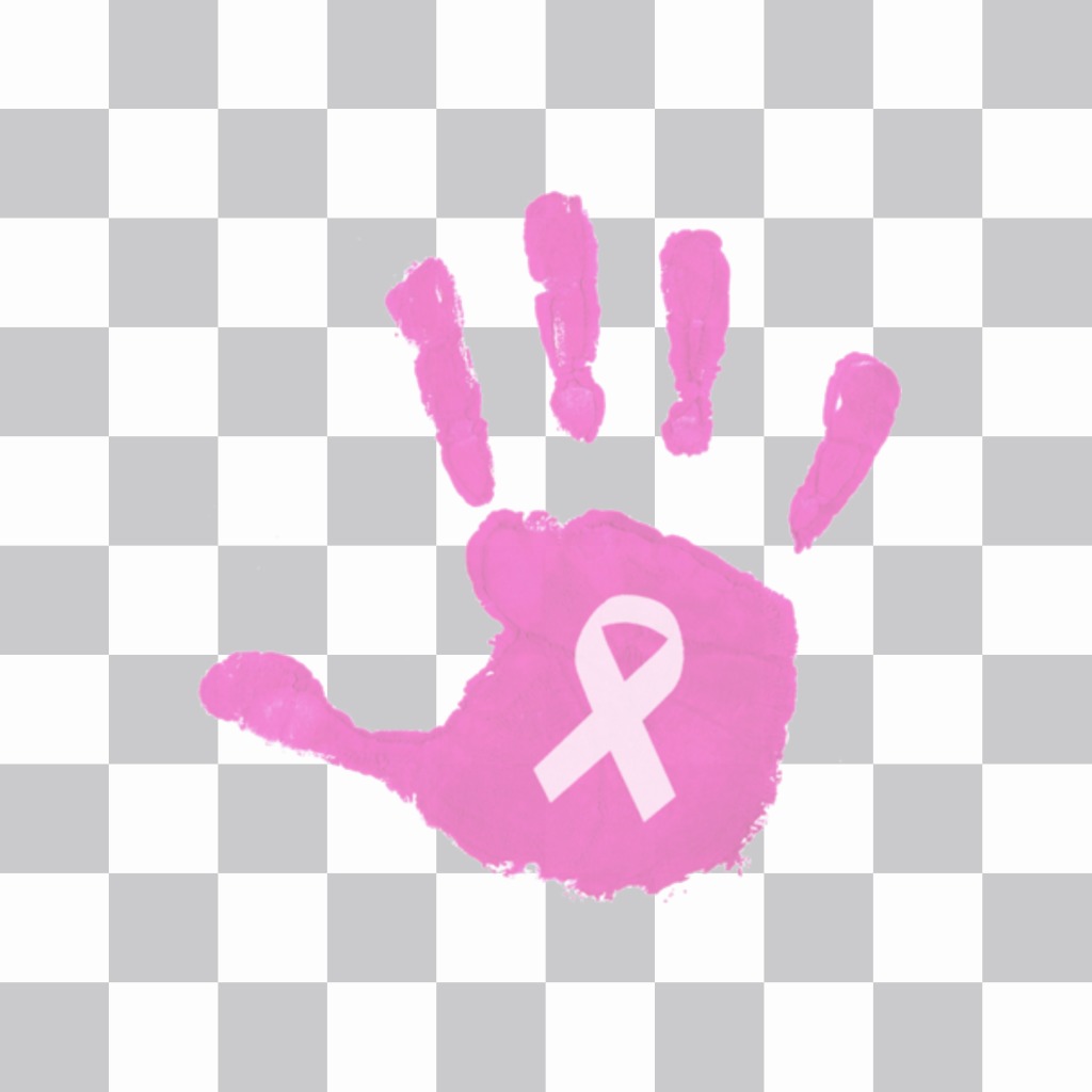 Sticker of a pink hand against breast cancer to put on your photos. ..