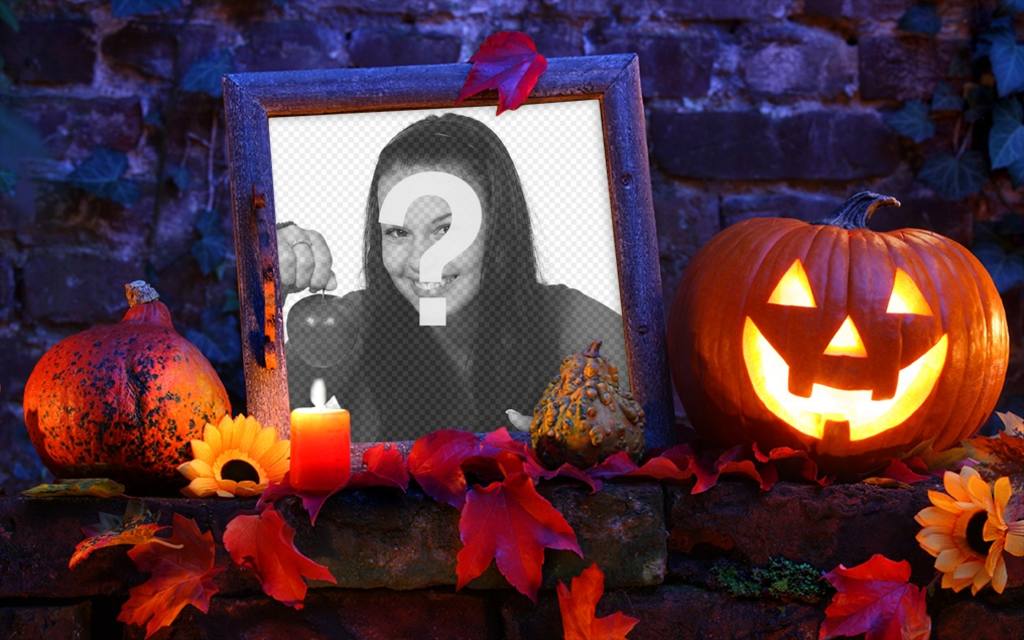 Halloween picture frame with a pumpkin for your photo. ..