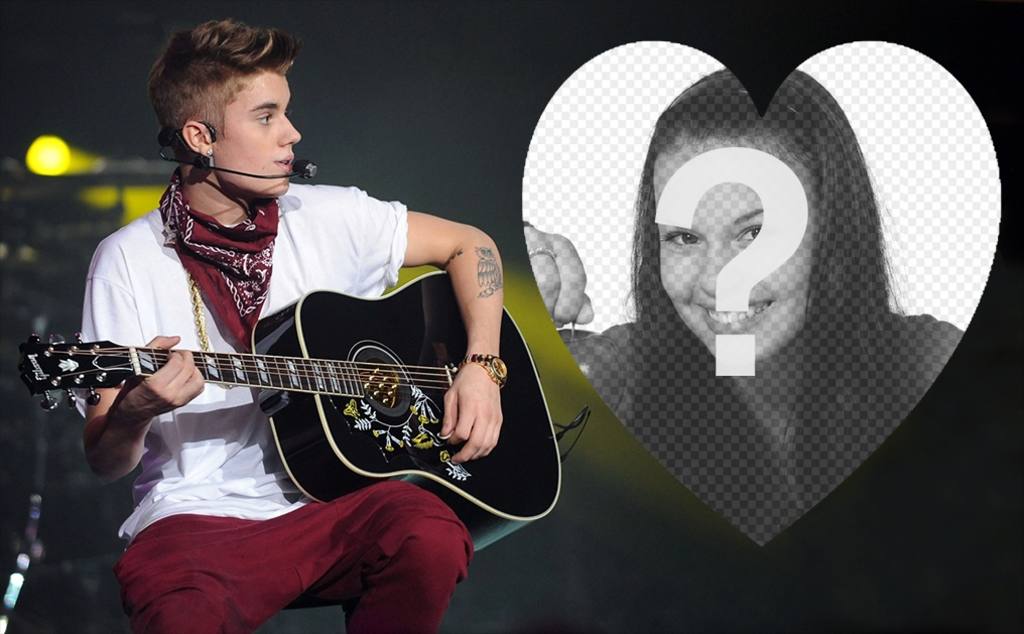 Upload your picture inside a heart and with Justin Bieber ..