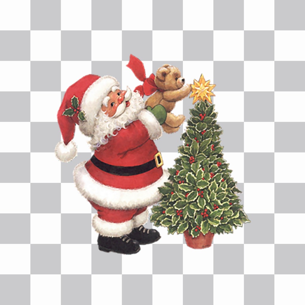 Sticker of Santa Claus with a Christmas tree for your photos ..