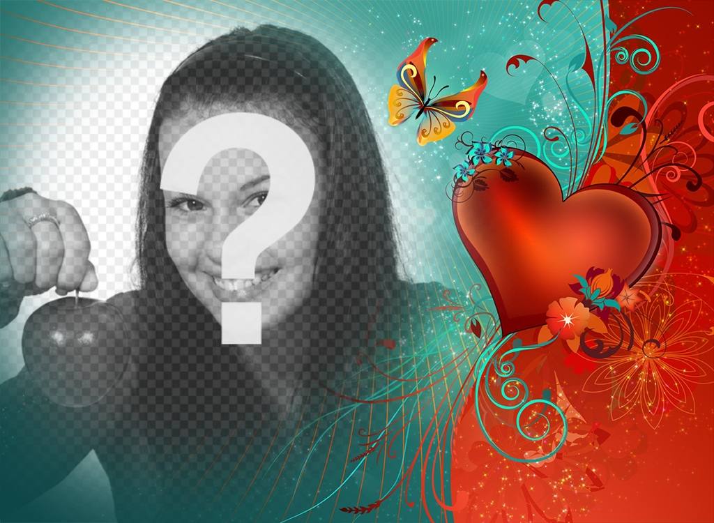 Photo effect of love with a butterfly to upload your photo ..