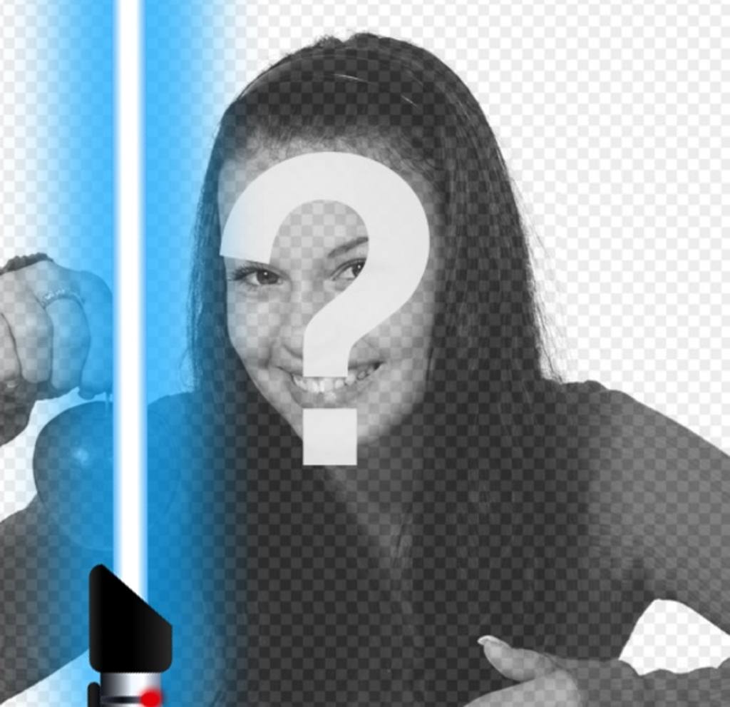 Photo effect of the blue lightsaber from Star Wars to your photo ..