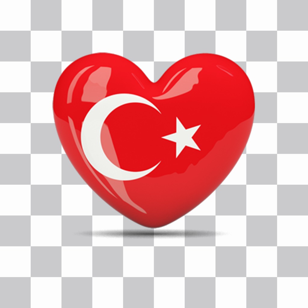 Sticker of a heart with the flag of Turkey for your photos ..