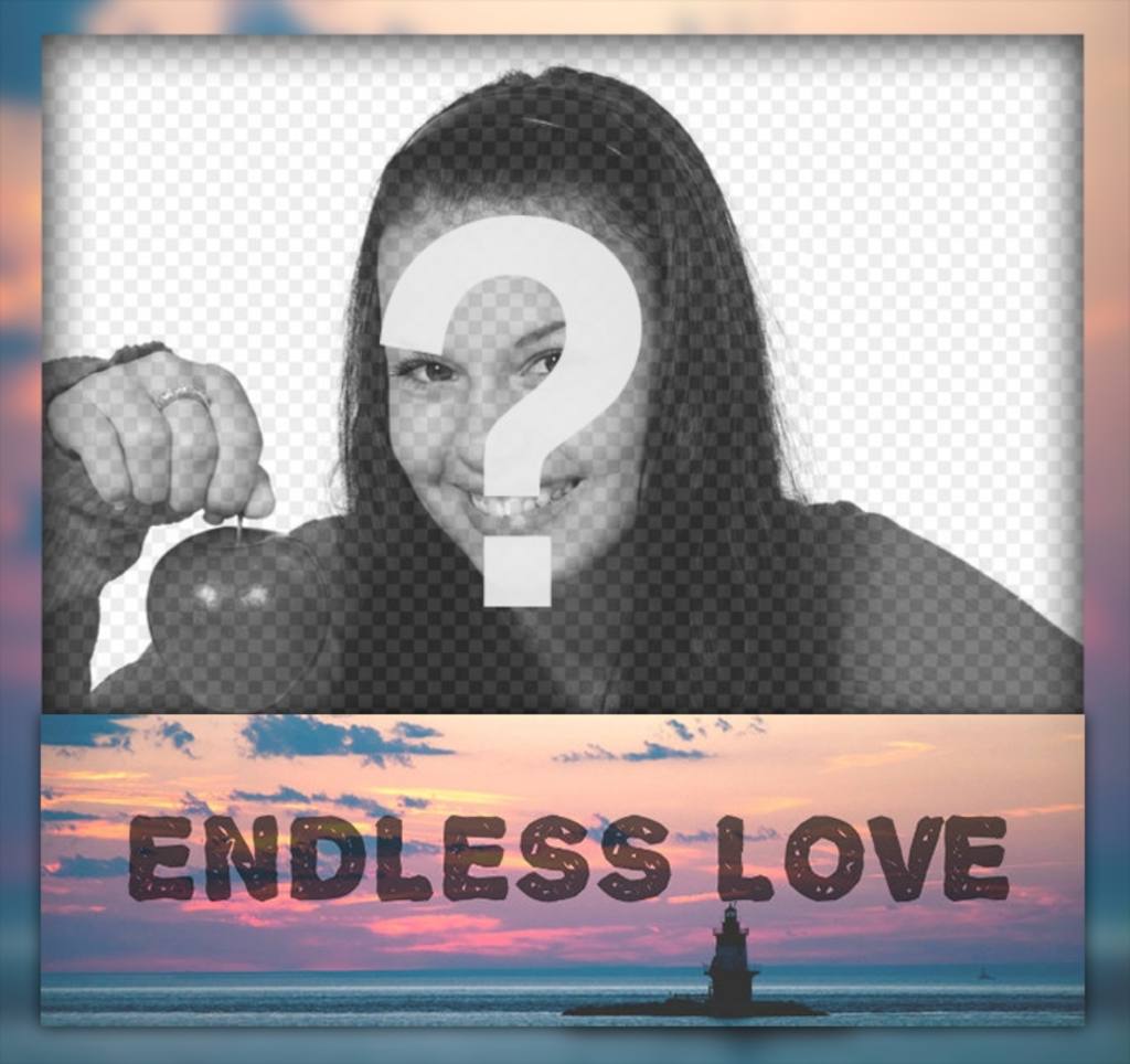 Frame with a beautiful sunset and the phrase ENDLESS LOVE ..