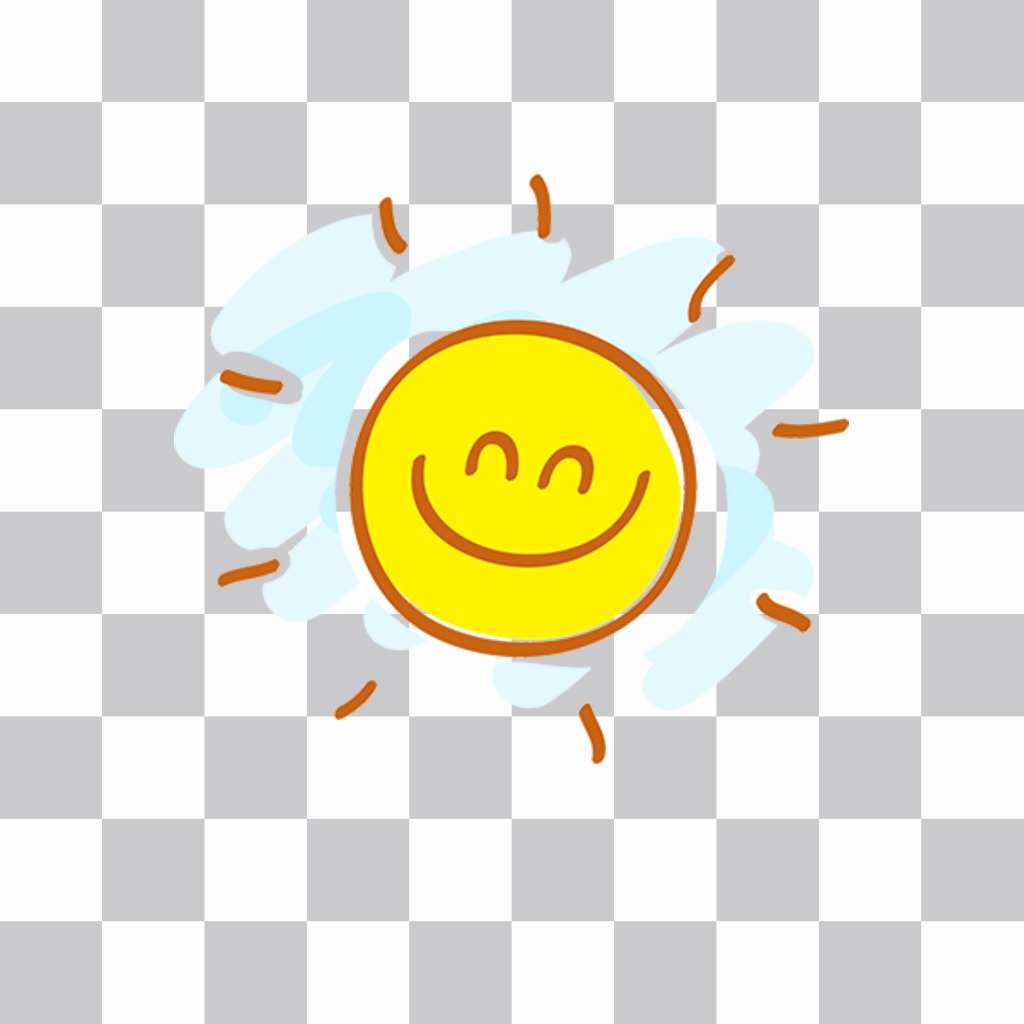 Sticker of a drawing of a happy sun with a big smile ..