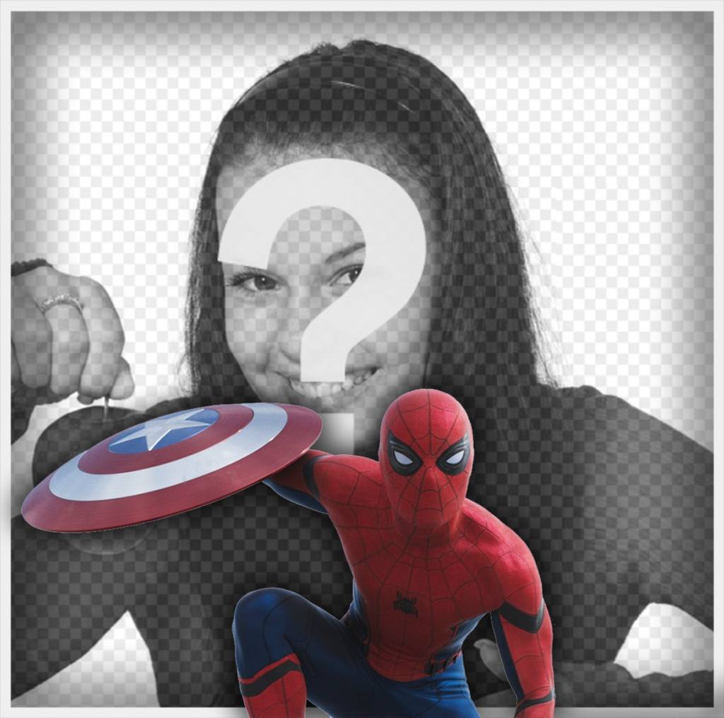 Spider Man with the shield of Captain America to put your photo ..