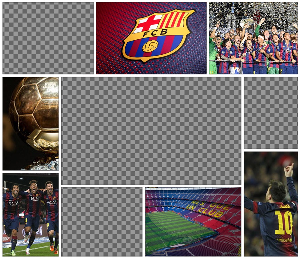 Original collage of FC Barcelona to edit with 4 pictures ..