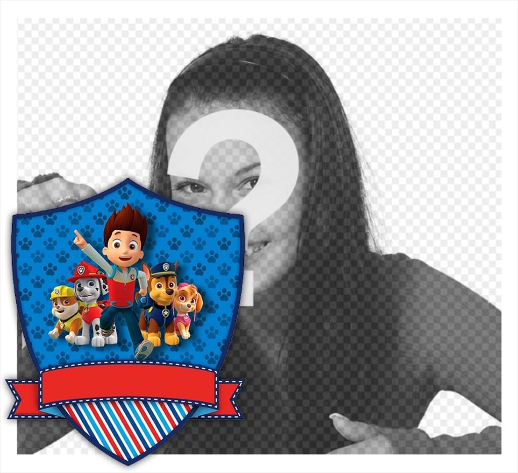 Editable frame with the shield of the animated series Paw Patrol ..