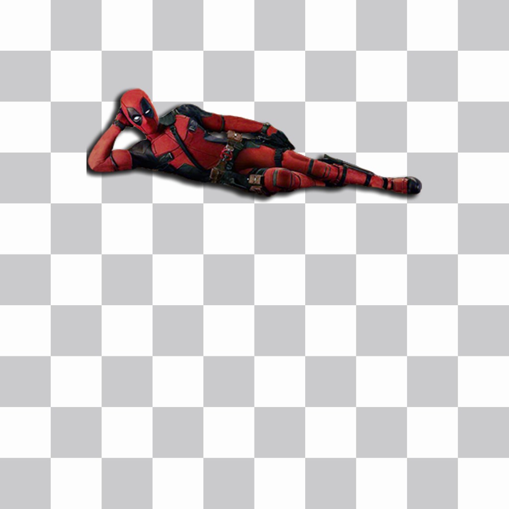 Deadpool lying and that you can put him on your photos as sticker ..