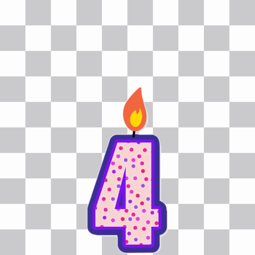 Photo effect to paste a candle with the number 4 on your photos ..
