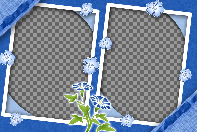 Frame for two photos with lilac flowers and background of the same..