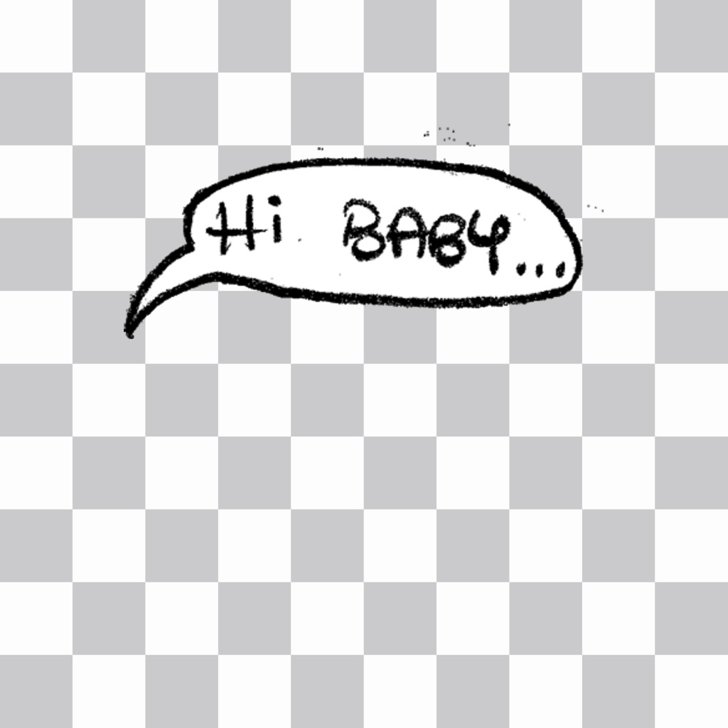 Sticker of a speech balloon with the phrase HI BABY to decorate your photos ..