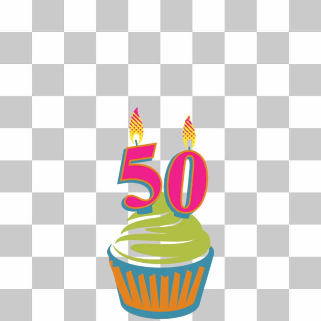 Photo effect to celebrate 50 years pasting a cupcake on your photo ..