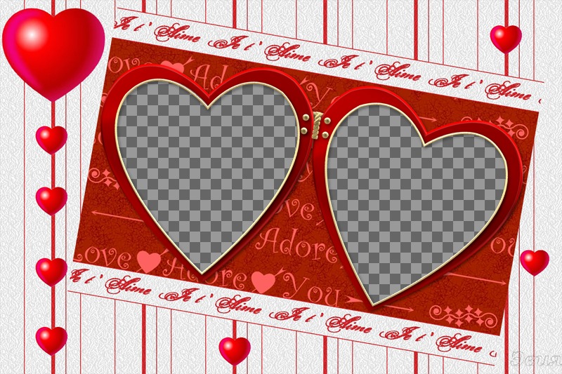 Frame for two photos for Valentine's day. Edit this photomontage and many other online, free from this..