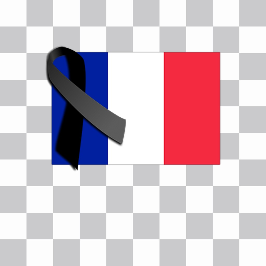 Flag of France with black tie of mourning to add in your pictures ..
