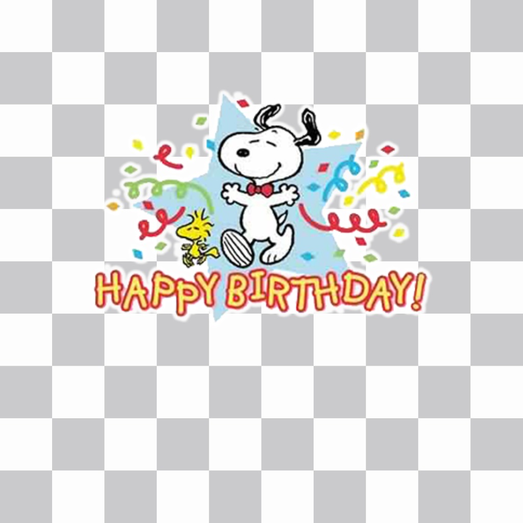 Sticker with Snoopy and the text Happy Birthday to celebrate with your photos ..