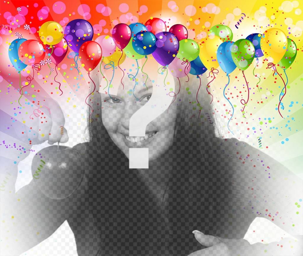Festive photomontage with balloons and colors to insert your picture ..