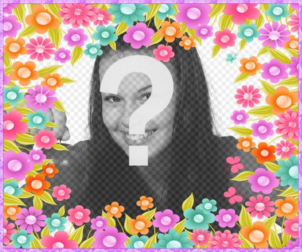 Frame with colorful flowers to decorate your photos for free ..