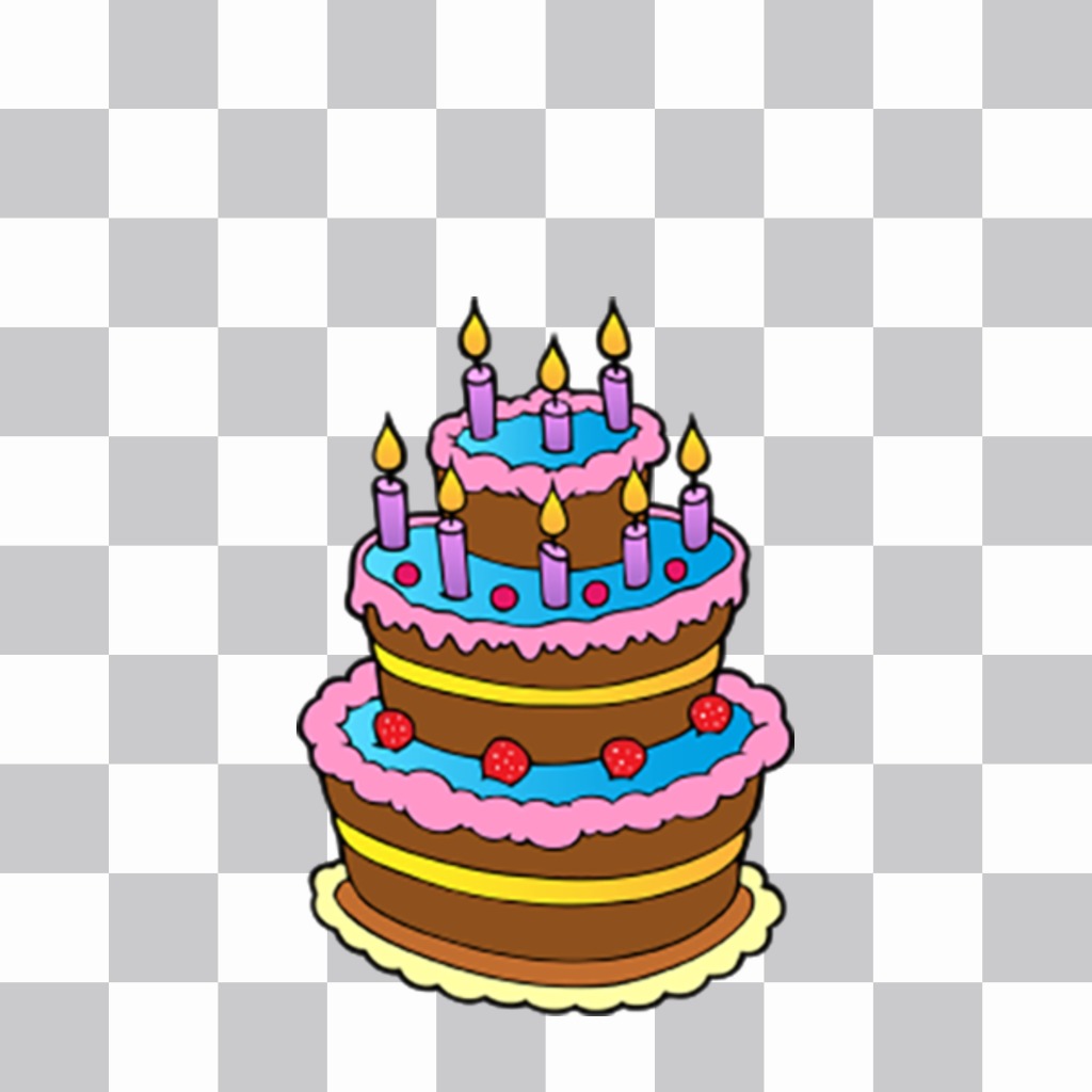 Colorful birthday cake with candles to decorate and paste on your image ..
