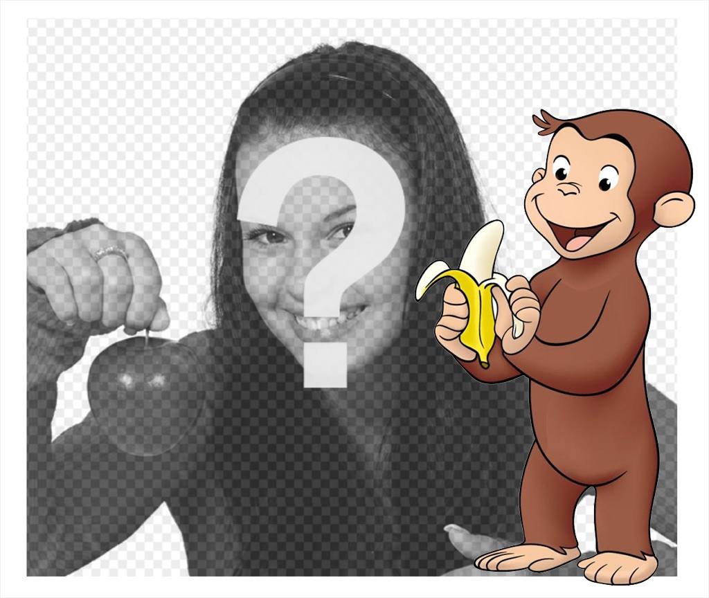 Picture frame with the character Curious George picnicking a banana ..