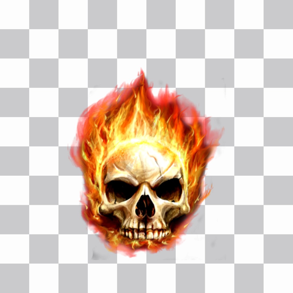 Photomontage of a skull on fire to put in your photo. ..
