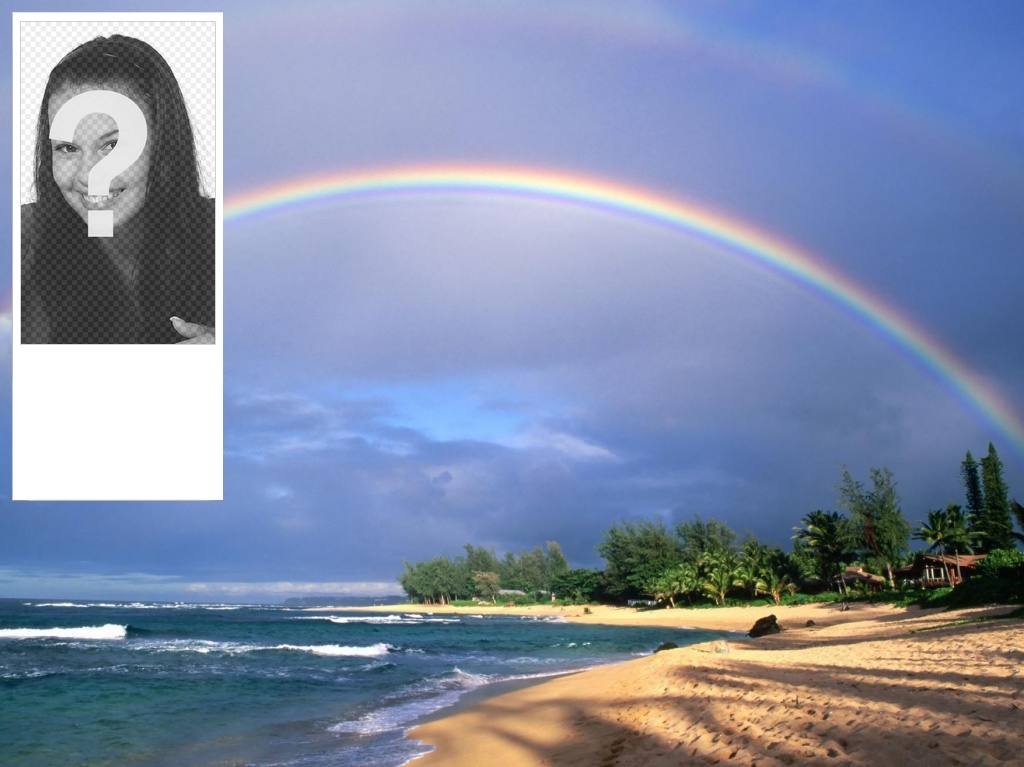 Wallpaper for twitter rainbow on a beach, to put your photo..