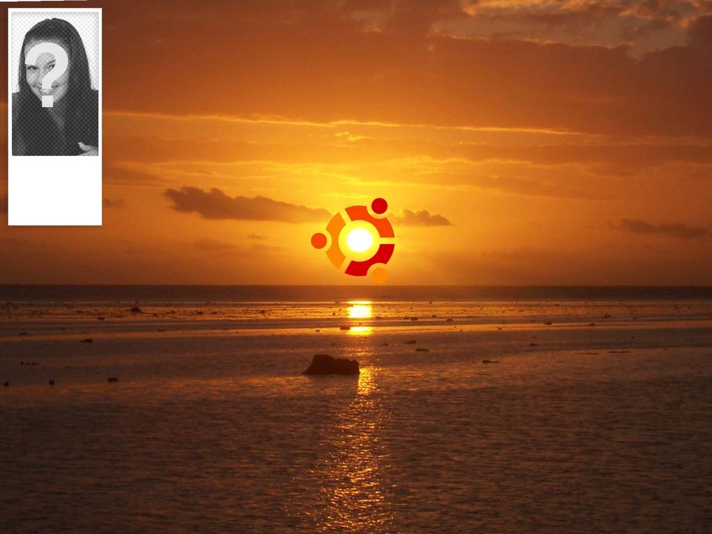 Twitter background with a sunset and the symbol of Ubuntu..