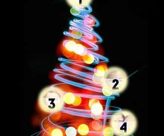 photomontage christmas tree where u can put 4 pictures on the lighted balls