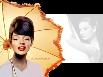 Photomontage of Audrey Hepburn in a famous image of him.