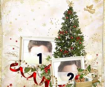 photomontage of christmas for two photos and send as christmas card