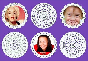 collage with decorative circular lace circular to upload three pictures