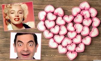 collage for two photos with sweet heart-shaped gummy