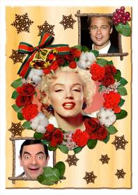 christmas collage with flowers to personalize with three photos