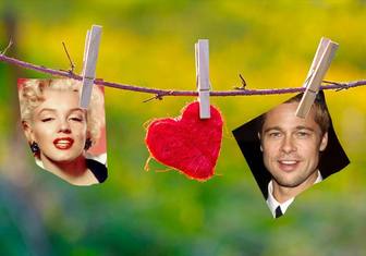 collage for two photos with hanged heart
